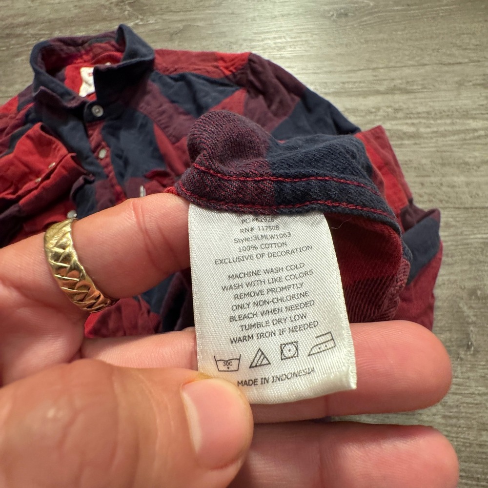 Levis Shirt Women Large Red Blue Cotton Buffalo Plaid Western Pearl Snap Rodeo - Picture 4 of 7